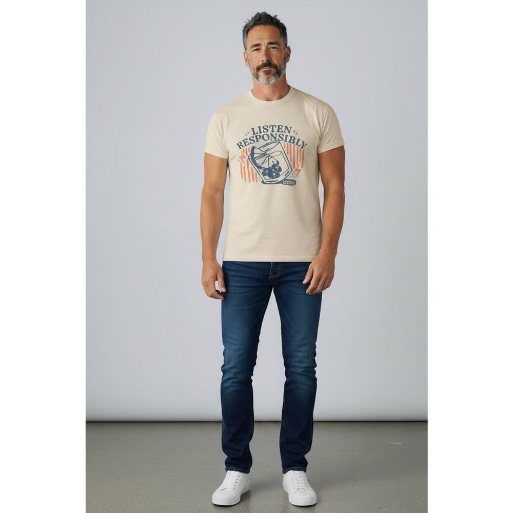 Rock & Roll Hall of Fame RRHOF Listen Responsibly Cocktail Crewneck Tshirt XL